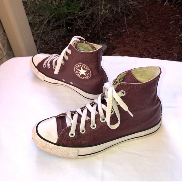 burgundy leather chuck taylors